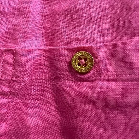 Company Ellen Tracy size M peony color linen half zip blouse - Picture 7 of 8